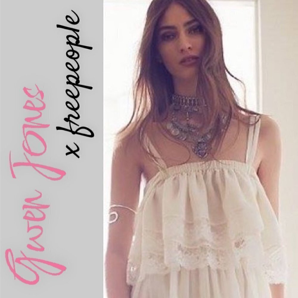 GWEN JONES x FREE PEOPLE Kari Cami Ivory Lace Crop Top Bride Romantic Size Small - Picture 9 of 11